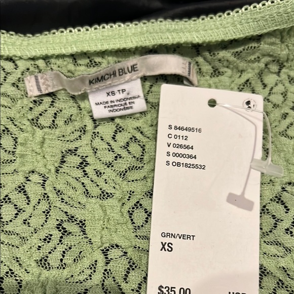 Urban Outfitters Green Wrap Blouse with Cap Sleeves - Picture 2 of 3